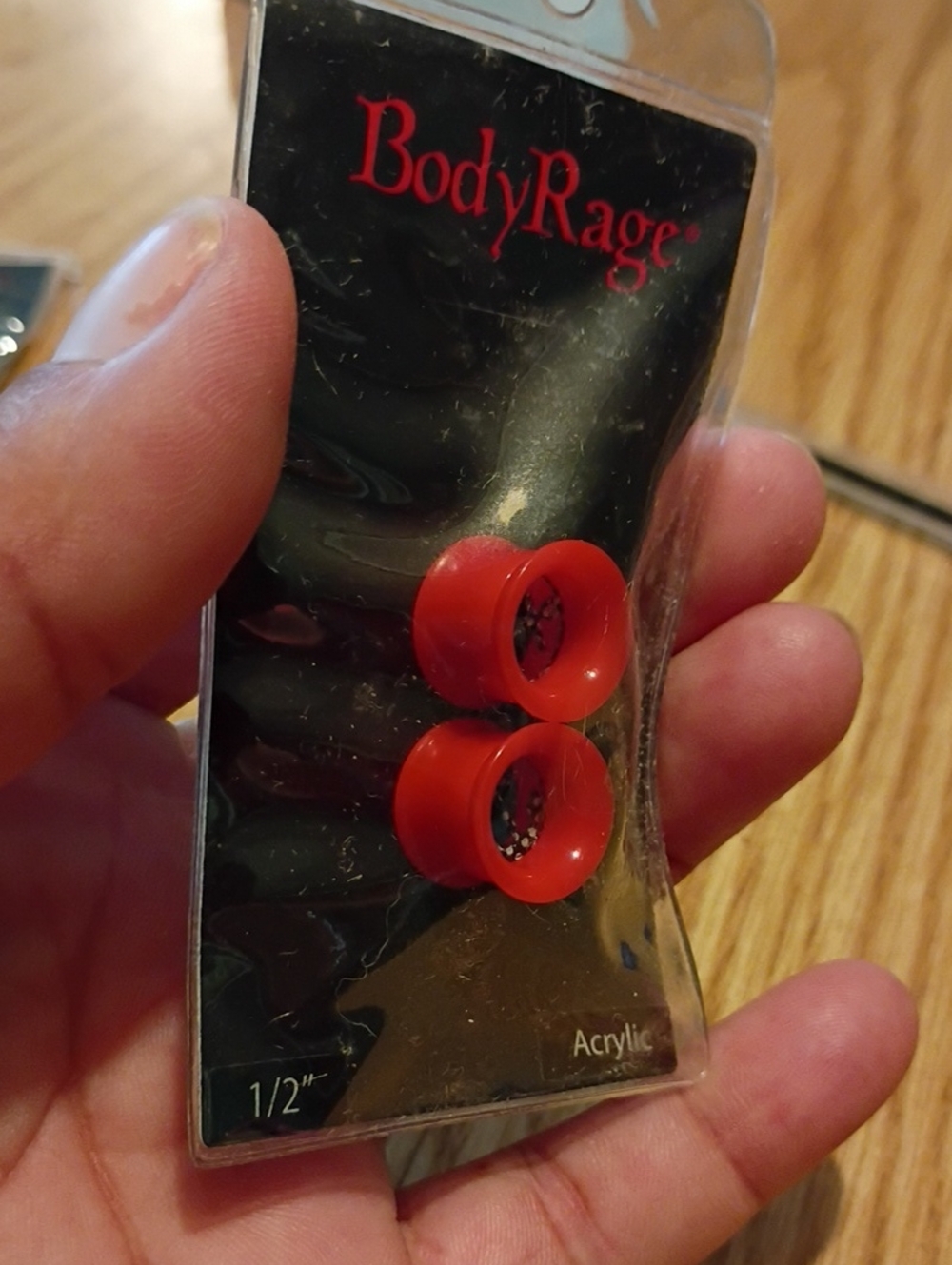 BodyRage Red Acrylic Ear Tunnels - 1/2"